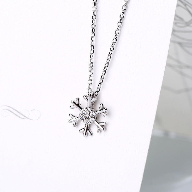 Snowflake Necklace Female Clavicle Chain Sterling Silver