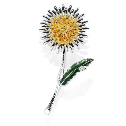 Top Quality Copper Zircon Dandelion Brooch