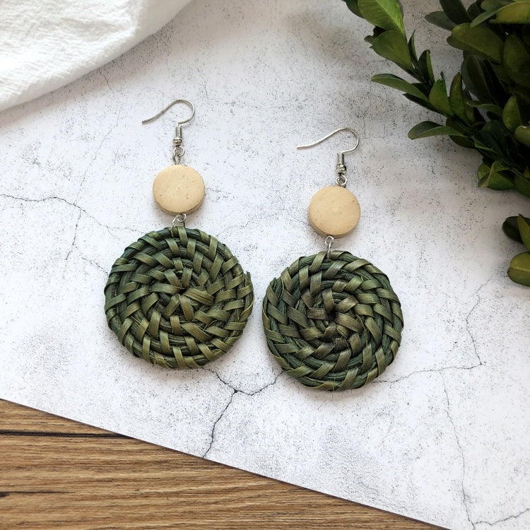 Vintage Forest Grass And Rattan Woven Handmade Earrings