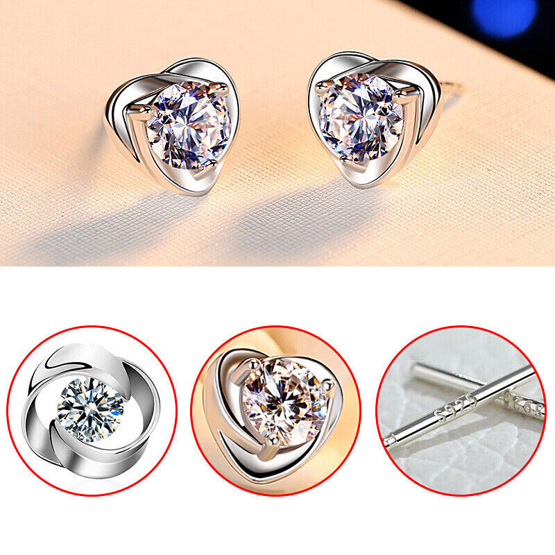 One Week Set S925 Silver Needle Snowflake Love Stud Earrings