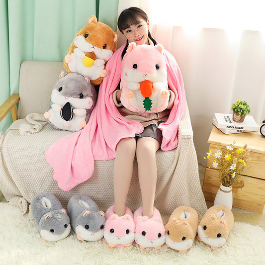 Cute Indoor Thick-soled Non-slip Plush Cartoon Couple Cotton Slippers