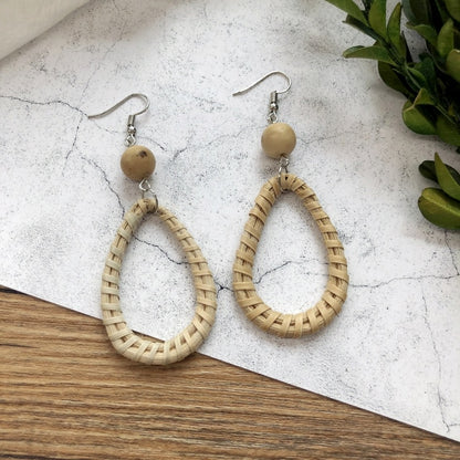 Vintage Forest Grass And Rattan Woven Handmade Earrings