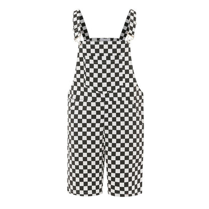 Black And White Checkerboard Checker Strap Shorts