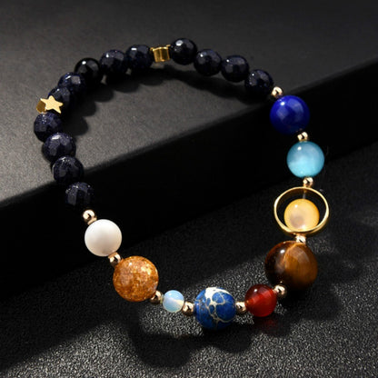 The Ruler Of The Universe And Galaxy 8 Planets Blue Sandstone Bracelet