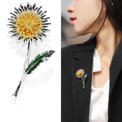 Top Quality Copper Zircon Dandelion Brooch