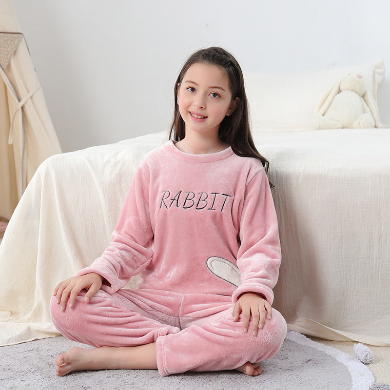 Children's Pajamas Autumn And Winter Cartoon Round Neck Suit