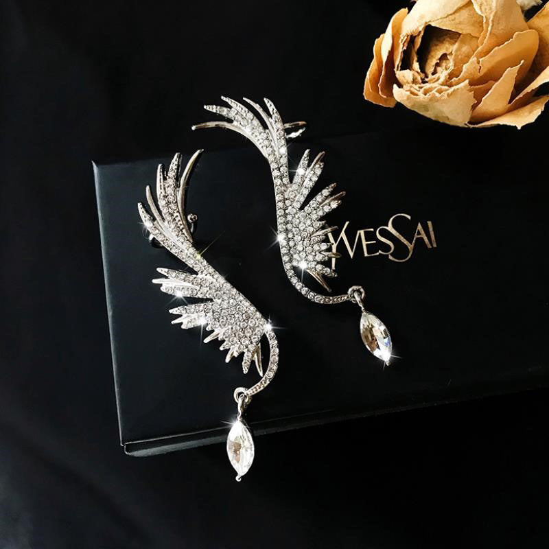 Silver Post Personalized Angel Wing Earrings