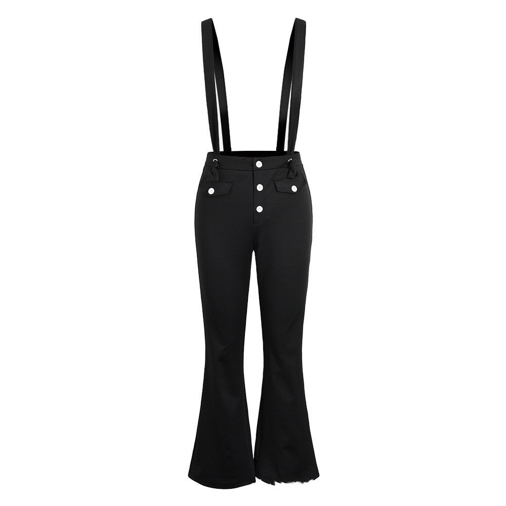 European And American High Waist Strap Casual Flared Pants