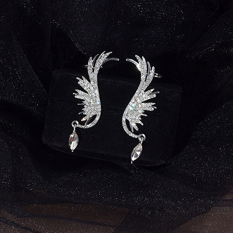 Silver Post Personalized Angel Wing Earrings