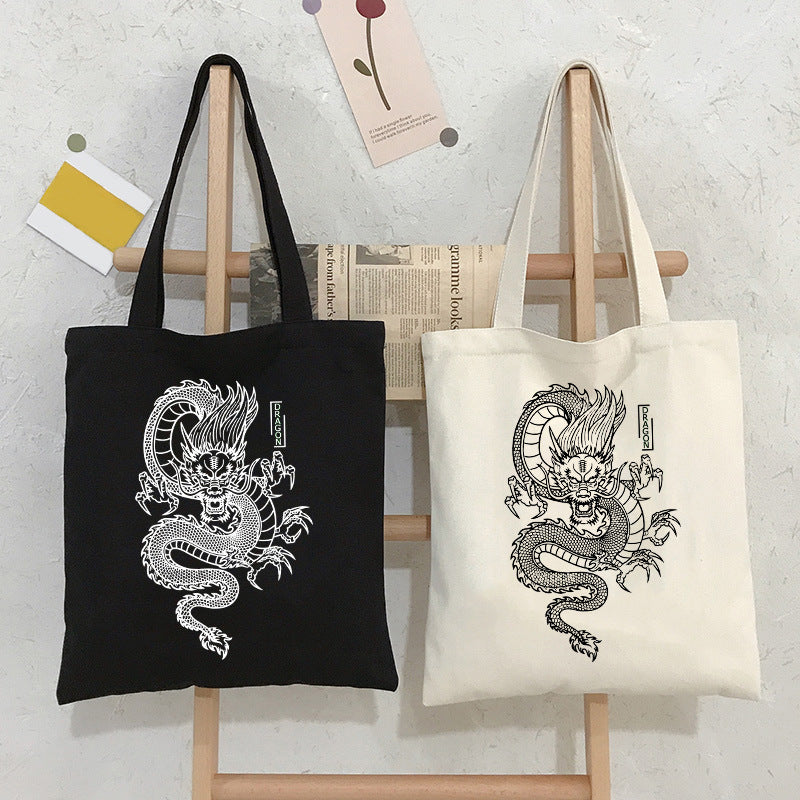 Dragon Print Canvas Bag Personality Creative One Shoulder Student Fashion