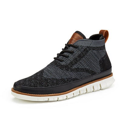 High-top Men's Flying Woven All-match Mesh Casual Shoes