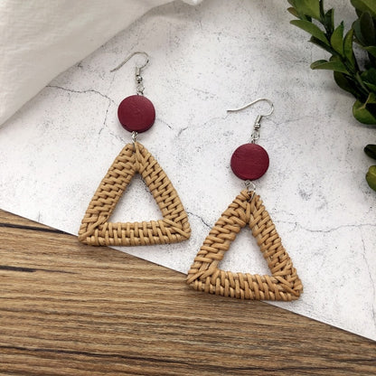 Vintage Forest Grass And Rattan Woven Handmade Earrings