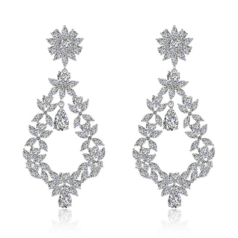 Fashion Exaggerated Wreath Zircon Earrings