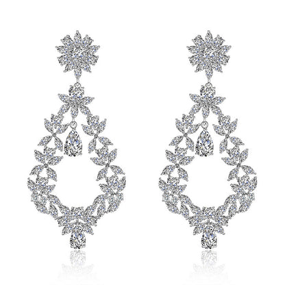 Fashion Exaggerated Wreath Zircon Earrings