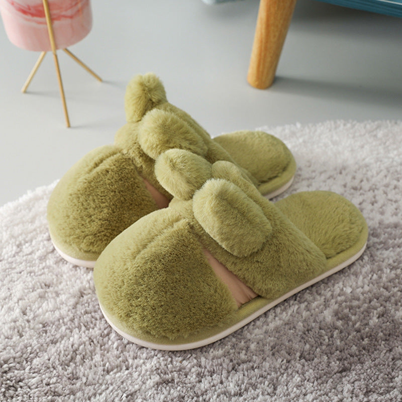 Household Thickened Rabbit Fur Indoor Home Confinement Slippers