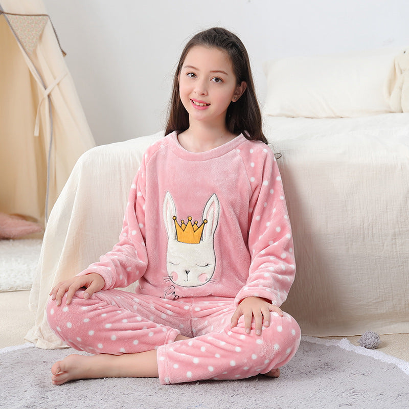 Children's Pajamas Autumn And Winter Cartoon Round Neck Suit