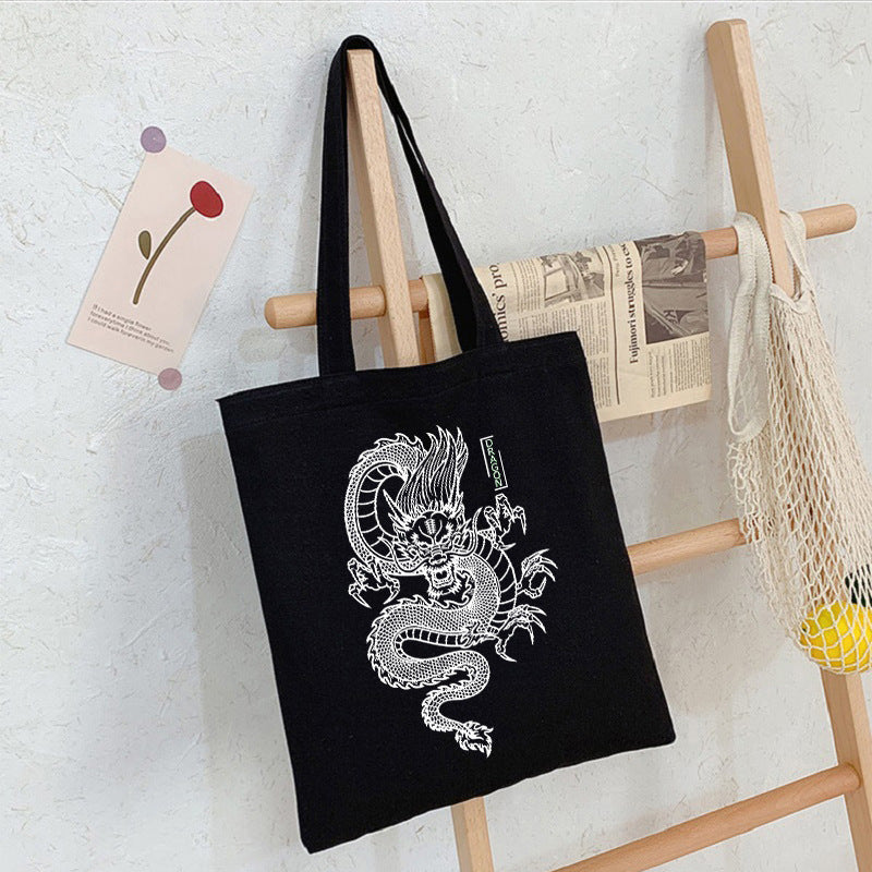 Dragon Print Canvas Bag Personality Creative One Shoulder Student Fashion