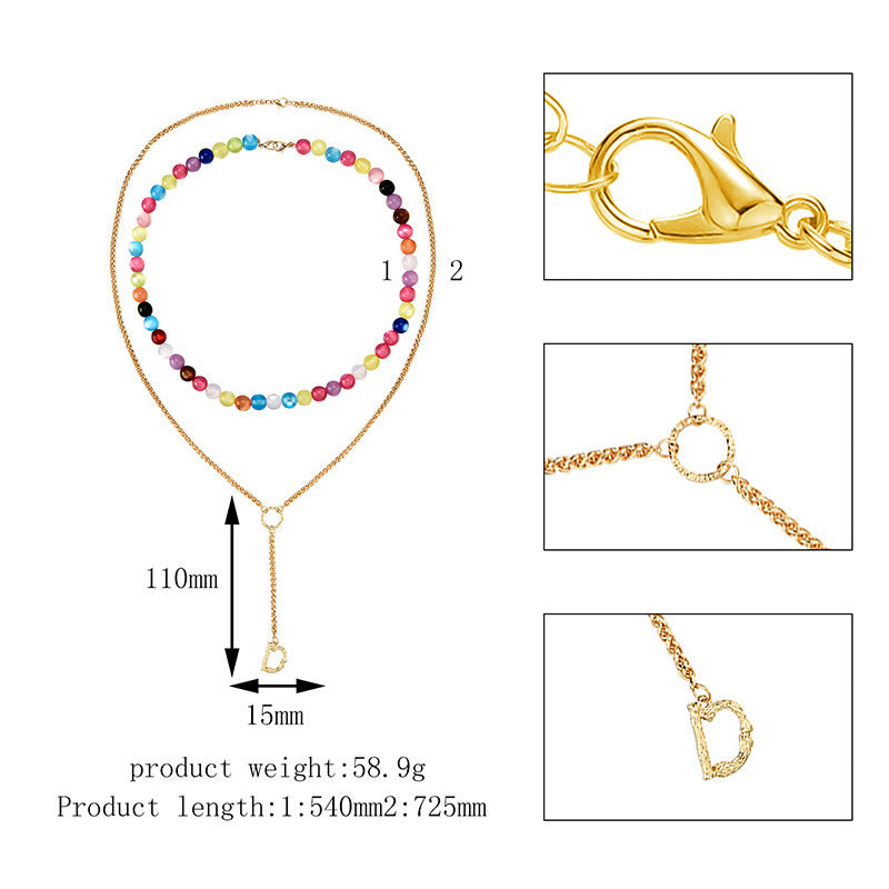 Sime Style Rainbow Round Bead Chain Necklace