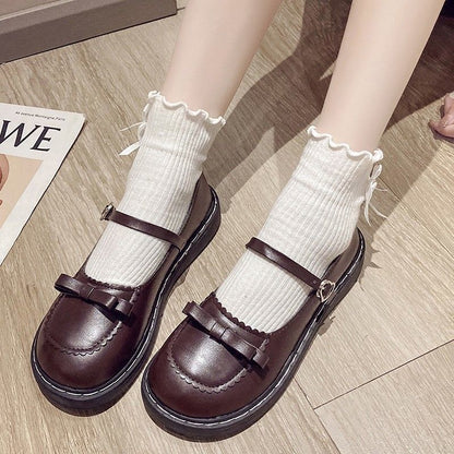 Cute Bow Mary Jane Small Leather Shoes Women