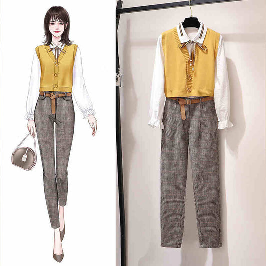 Women's Simple Retro Fashion Vest Suit