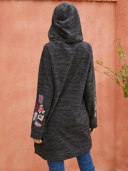 Hooded Knitted Sweater Casual Mid Length Long Sleeved Top