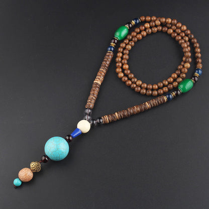 Men's And Women's Ethnic Necklaces Retro Wooden Beads