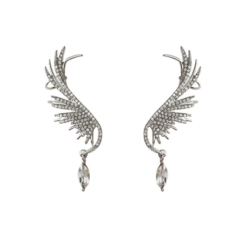 Silver Post Personalized Angel Wing Earrings