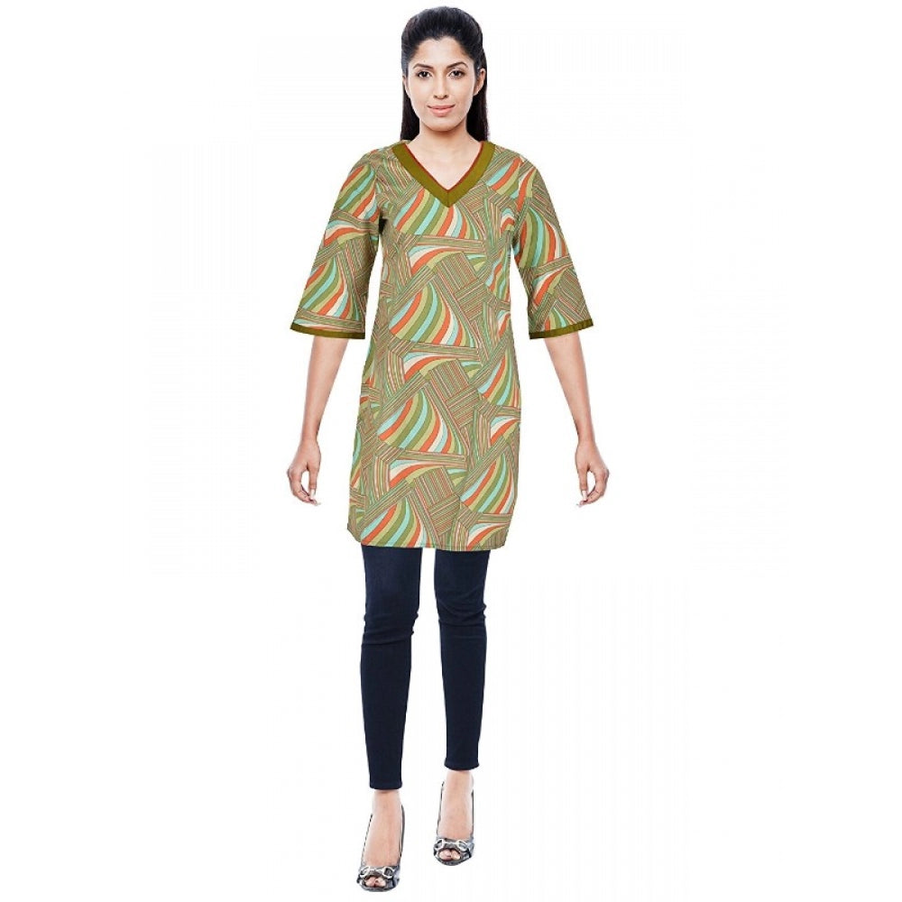 Generic Women's Rayon Kurtis (Green, Multi, S)