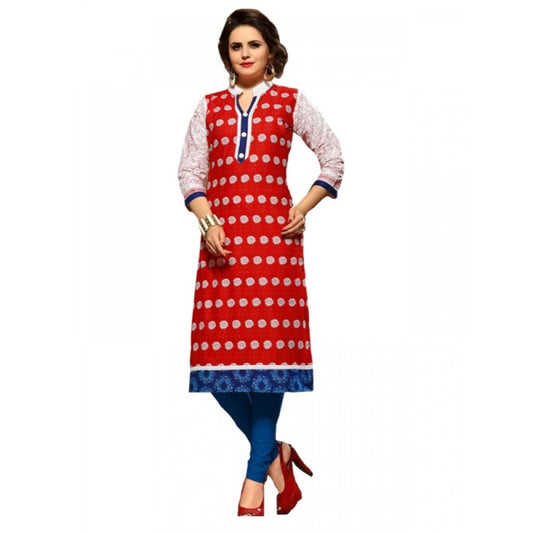 Generic Women's Cotton Kurtis (Red, Multi, L)