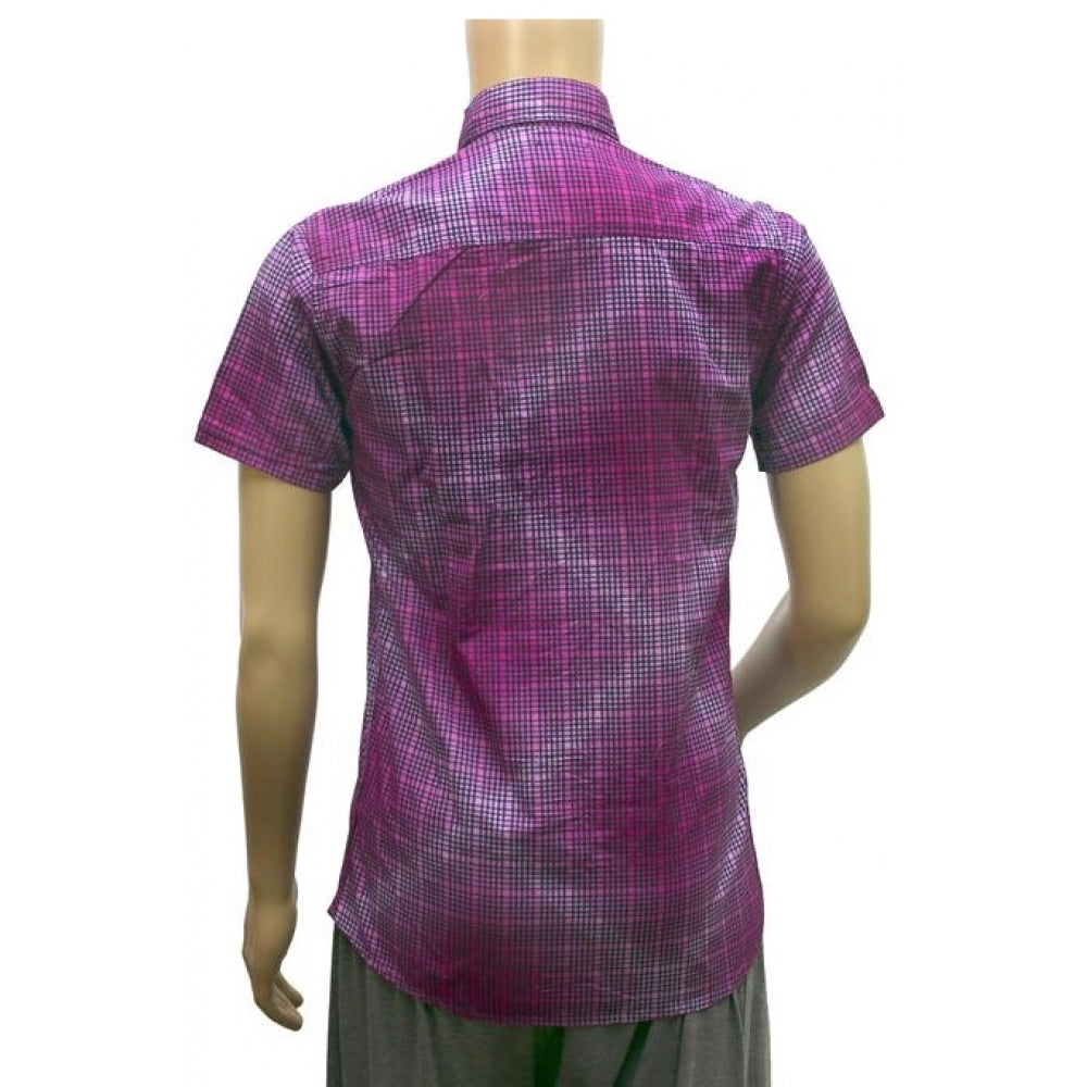 Generic Mens Cotton Mix Casual Men Shirts (Violet, L)