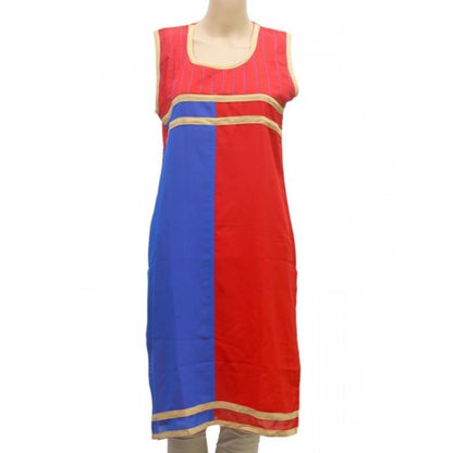 Generic Women's Synthetic Kurtis (Red, Blue, M)