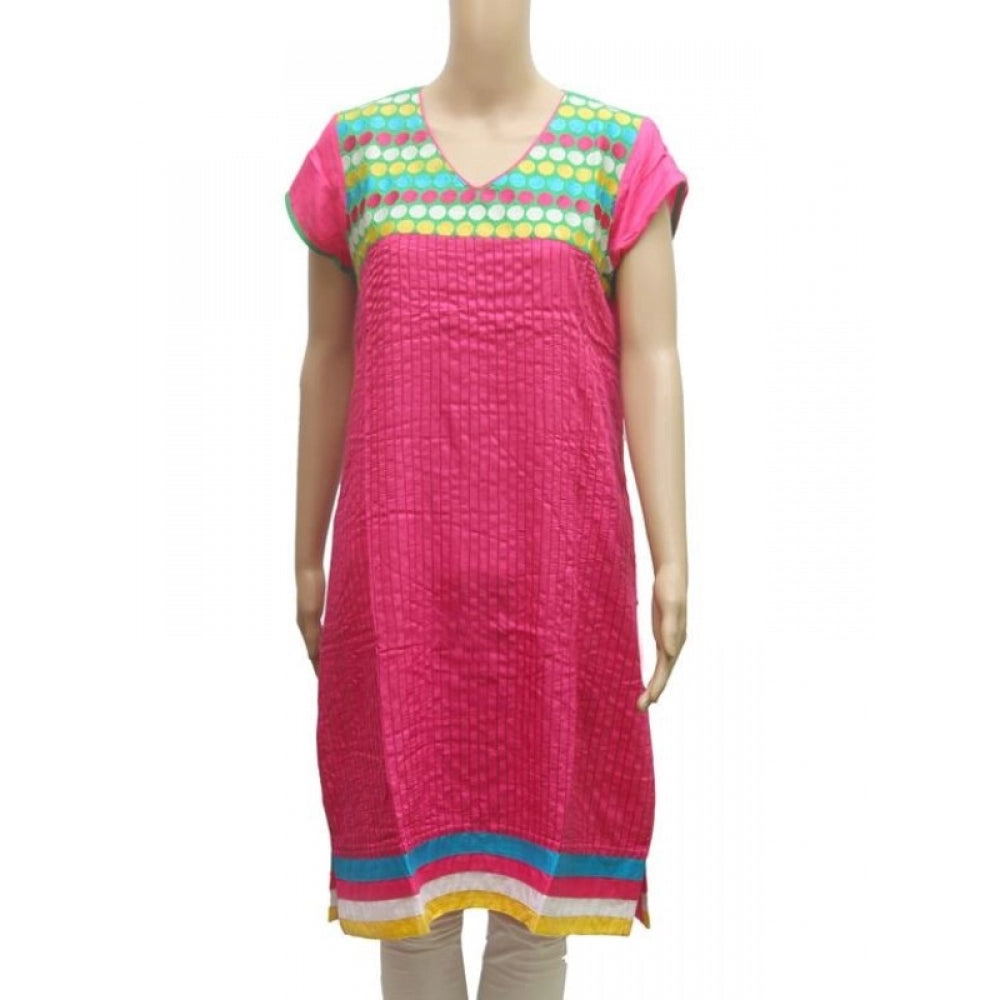 Generic Women's Rayon Kurtis (Pink, Green, L)