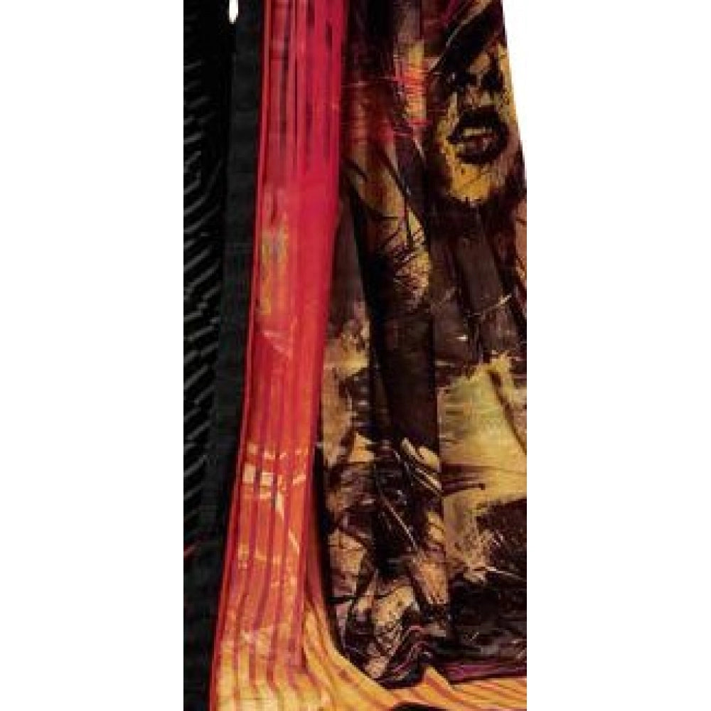 Generic Womens Georgette Digital Printed Saree (Multi, 6.25 Mtr)