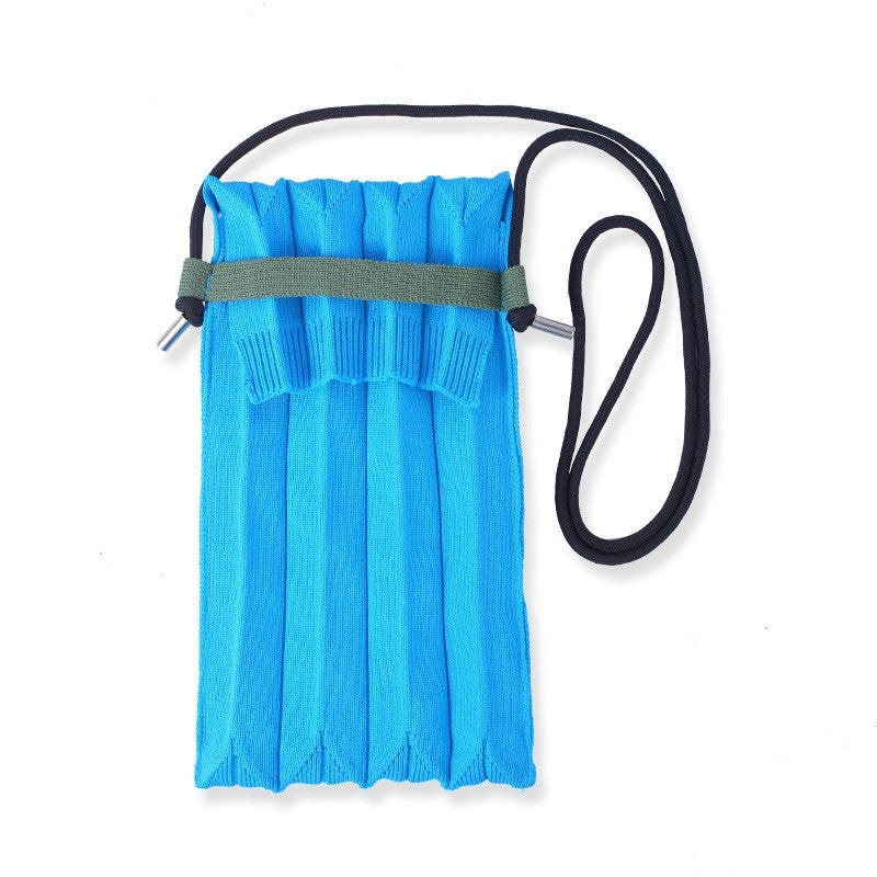 Pleated Organ Woven Mobile Phone Bag Shoulder Messenger Mini Casual Change Solid Color