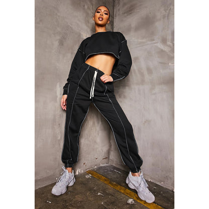 Two-piece Long-sleeved Short Top And Trousers Sports Suit