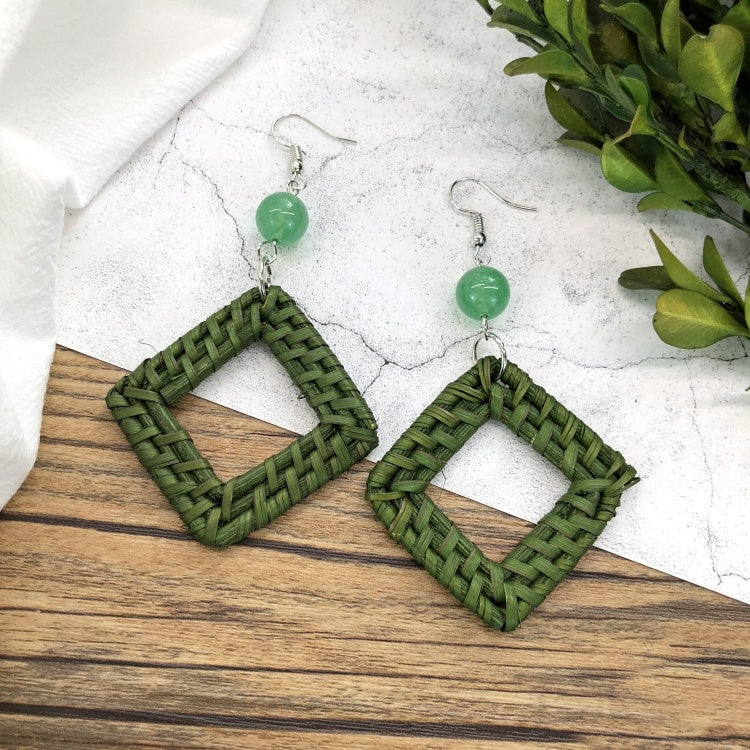 Vintage Forest Grass And Rattan Woven Handmade Earrings