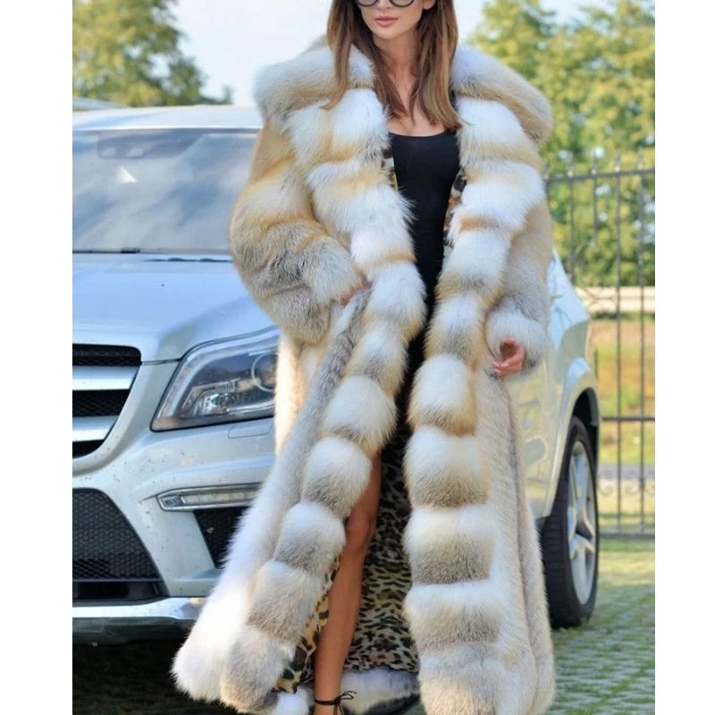 Mid-length Coat With Hooded European And American Faux Fur