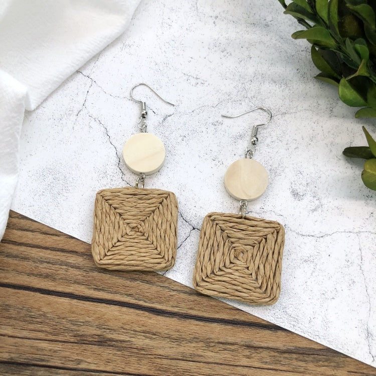 Vintage Forest Grass And Rattan Woven Handmade Earrings