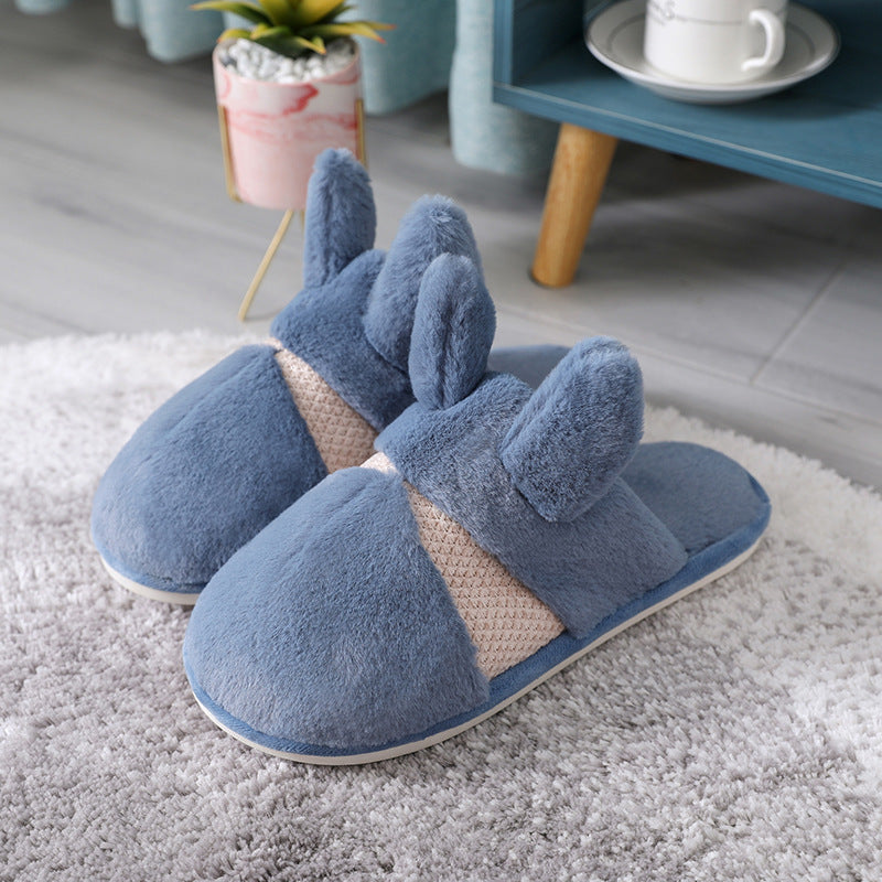 Household Thickened Rabbit Fur Indoor Home Confinement Slippers