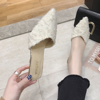 Stiletto Suede Korean Ladies Slippers Fashion