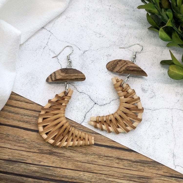 Vintage Forest Grass And Rattan Woven Handmade Earrings