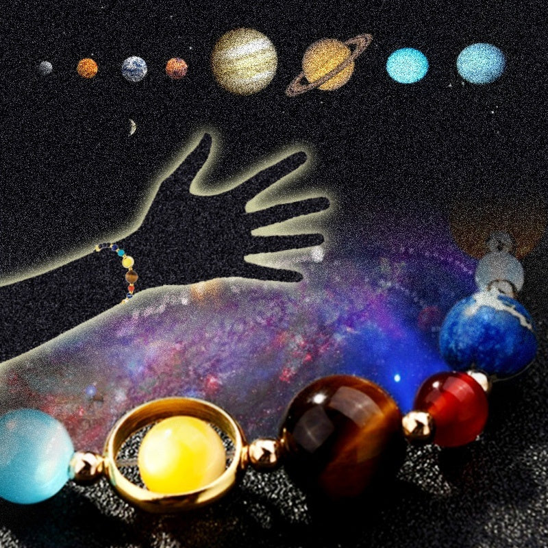 The Ruler Of The Universe And Galaxy 8 Planets Blue Sandstone Bracelet