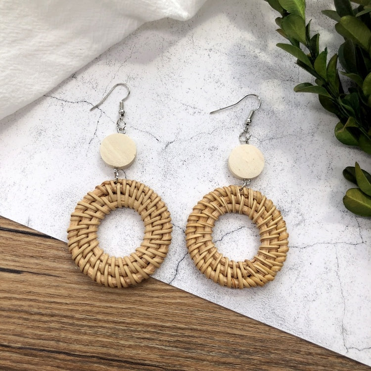 Vintage Forest Grass And Rattan Woven Handmade Earrings