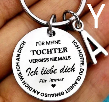 26 Letters Stainless Steel Keychain For My Son And Daughter In German