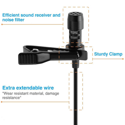 Dynamic Lapel Collar USB Omnidirectional Mic Voice Recording Lavalier Microphone For Singing YouTube, Black PRODUCT CODE(OS0008514)