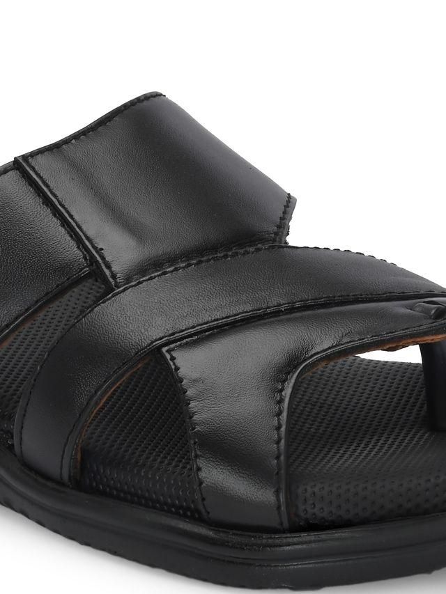 GMG Mens Puffy Cloud Black Leather Slippers PRODUCT CODE (GMG0007130)