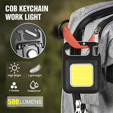 Mini LED COB Flashlight Keychain Light 500 Lumen Rechargeable Flashlights 4 Light Modes Portable Pocket PRODUCT CODE(OS0008506)