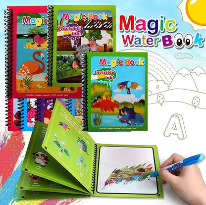 OS Reusable Magic Water Quick Dry Book Water Coloring Book Doodle with Magic Pen Painting Board for Children Education Drawing Pad (Multi Color, 4 Books) PRODUCT CODE (OS0001152)