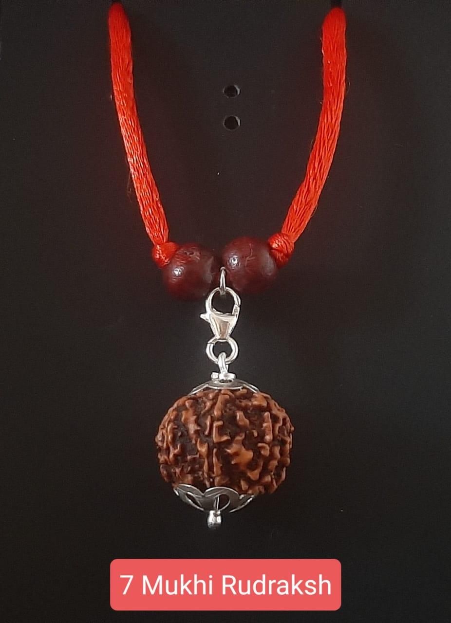 OS 7 Mukhi Rudraksha Silver Capped Pendant PRODUCT CODE(OS0006204)