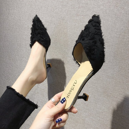 Stiletto Suede Korean Ladies Slippers Fashion